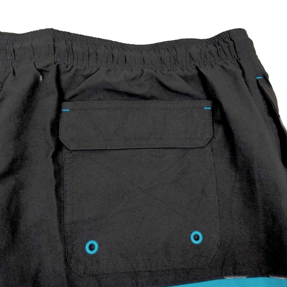 NWT Mens 2XL Turquoise Black Drawstring Swim Swimming Trunks 2X-Large - Picture 6 of 7